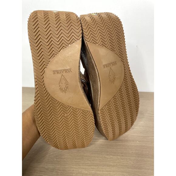 Volatile Wedge Platform Flip Flop Sandals Tan 9 - Picture 6 of 6